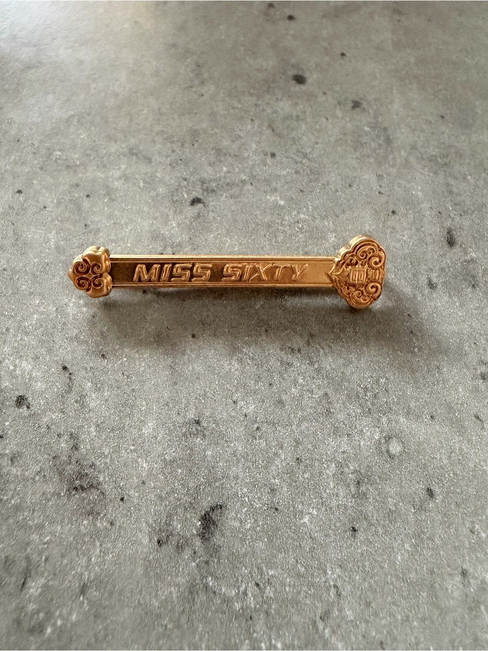 Miss Sixty Gold Tone Logo Bar Pin